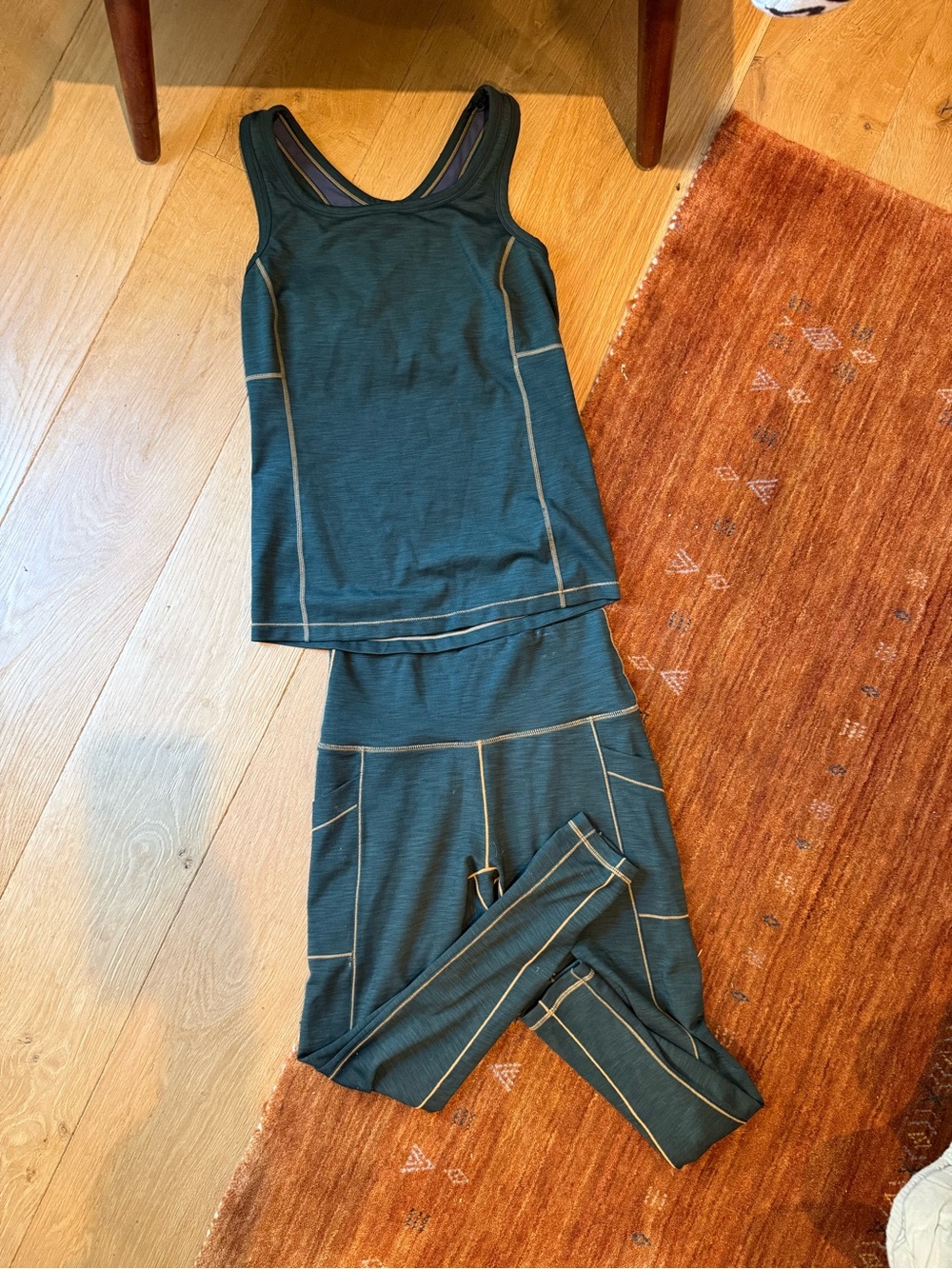 Prana Green Athletic Tank and Leggings Set